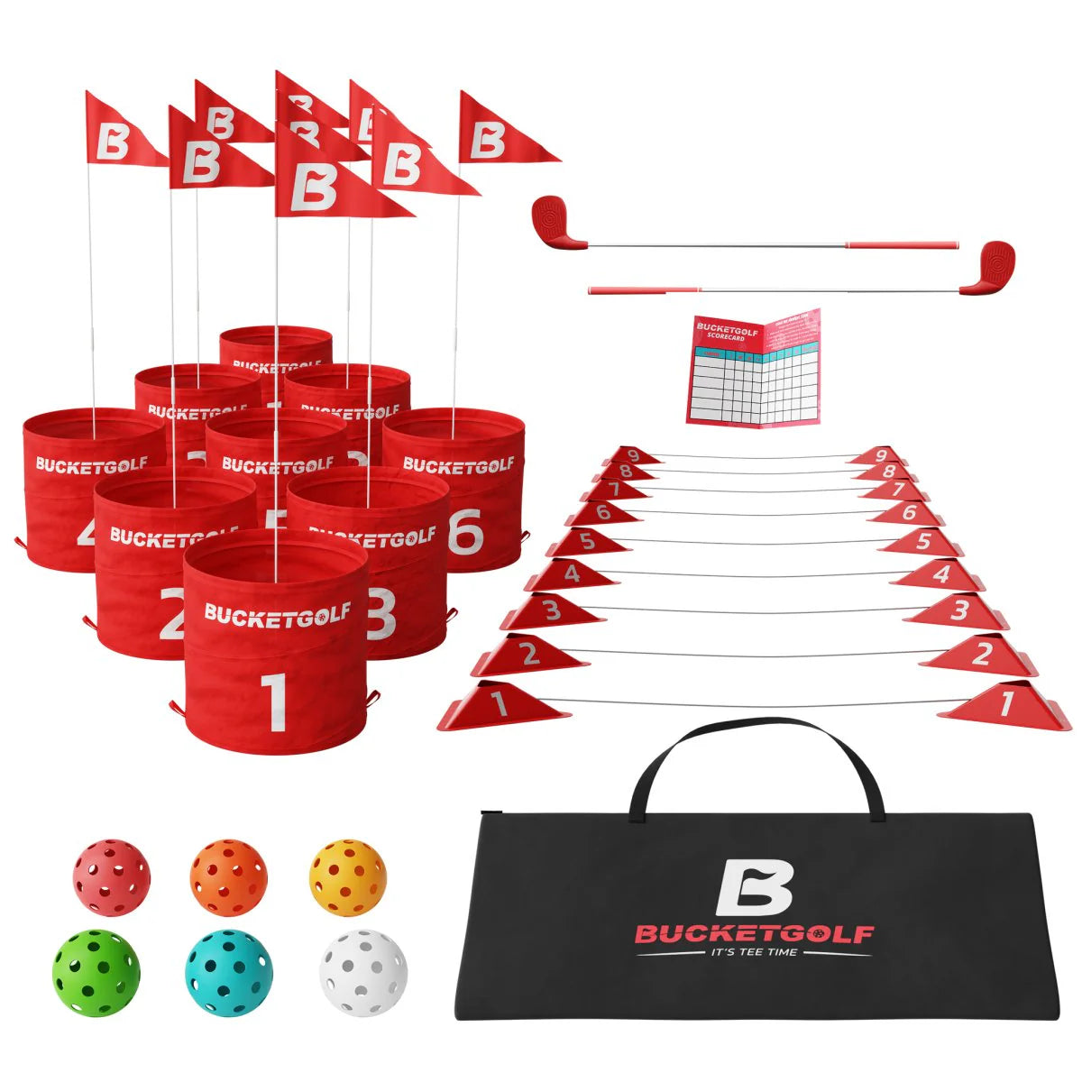BucketGolf 9 Hole Garden Golf Game Set – Portable Outdoor Game