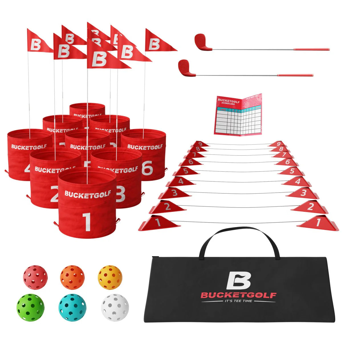 BucketGolf 9 Hole Garden Golf Game Set – Portable Outdoor Game