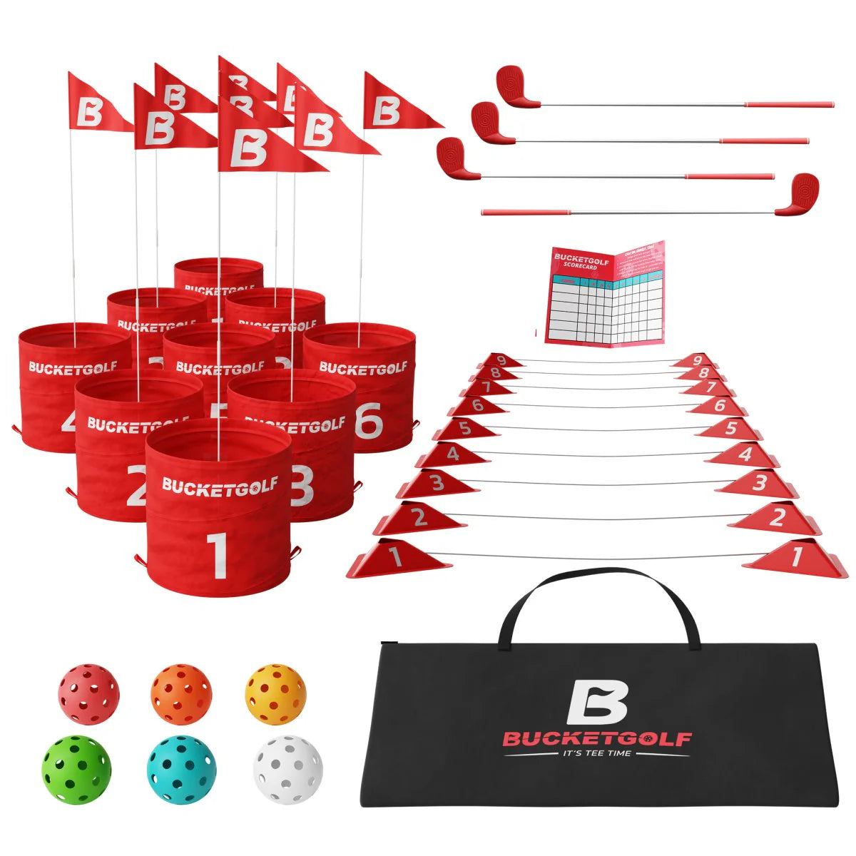 BucketGolf 9 Hole Garden Golf Game Set – Portable Outdoor Game